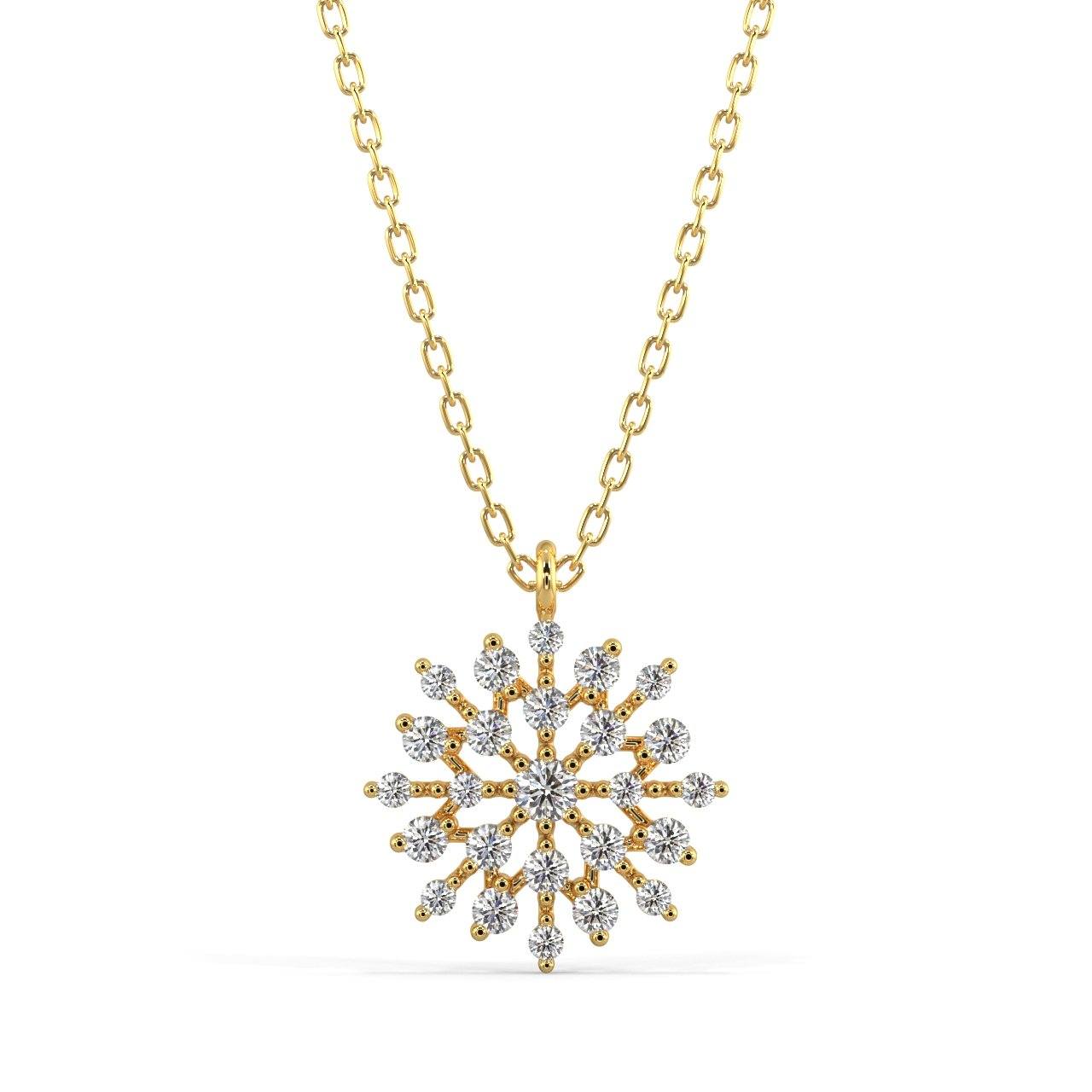 Shining Snowflake Pendant Necklace Pendant Silvermist Jewelry YELLOW GOLD 