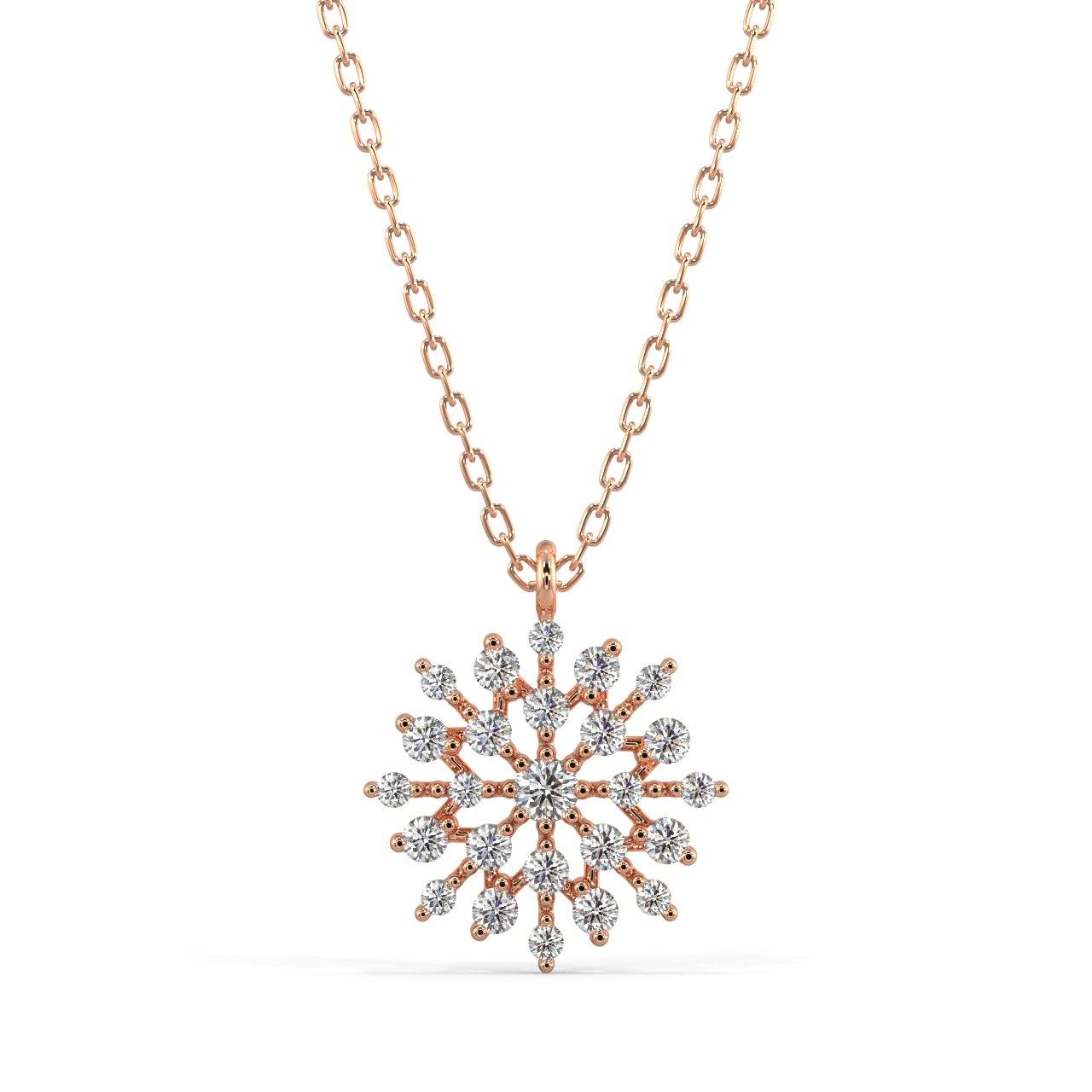 Shining Snowflake Pendant Necklace Pendant Silvermist Jewelry ROSE GOLD 