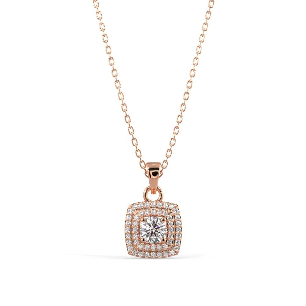 Cushion Diamond Pendant Necklace Pendant Silvermist Jewelry ROSE GOLD 
