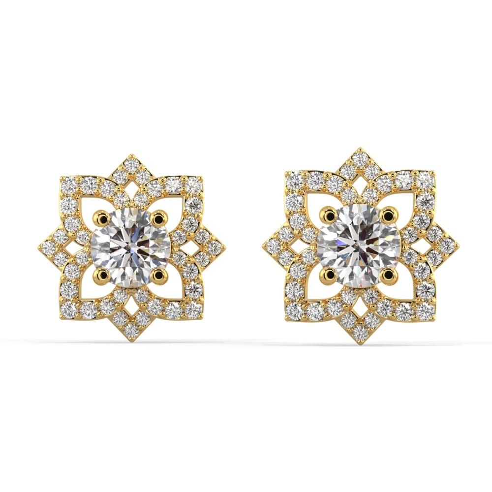 Diamond Flower Jacket Earrings Earring Silvermist Jewelry YELLOW GOLD 