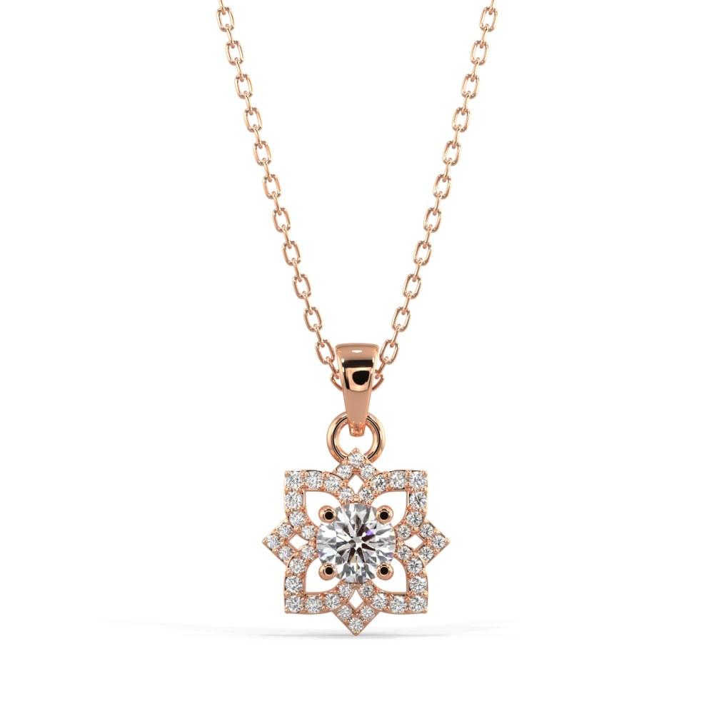 Diamond Flower Pendant Pendant Silvermist Jewelry ROSE GOLD 