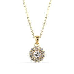 Double Halo Diamond Pendant Necklace Pendant Silvermist Jewelry YELLOW GOLD 