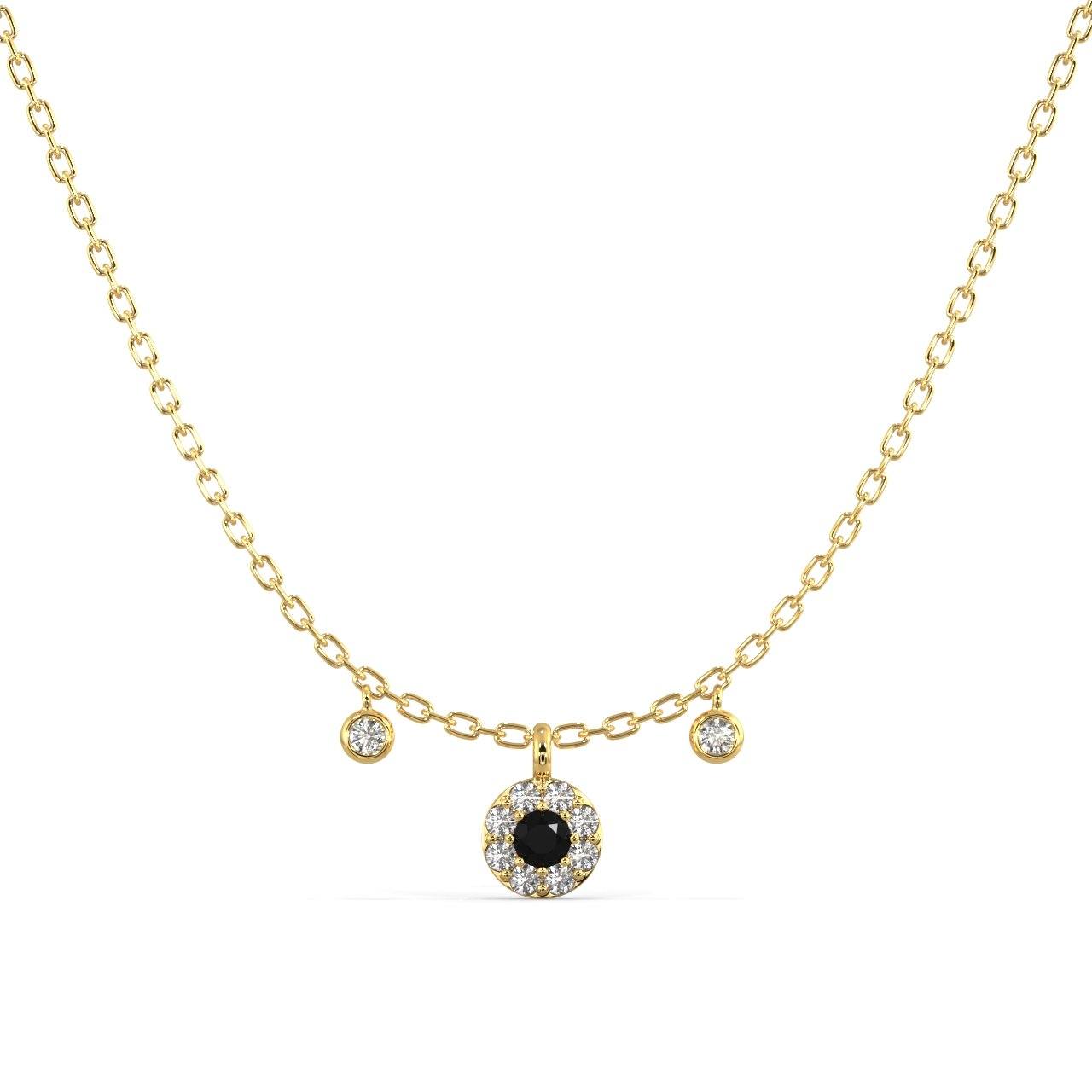 Dainty Black Diamond Necklace Pendant Silvermist Jewelry YELLOW GOLD 