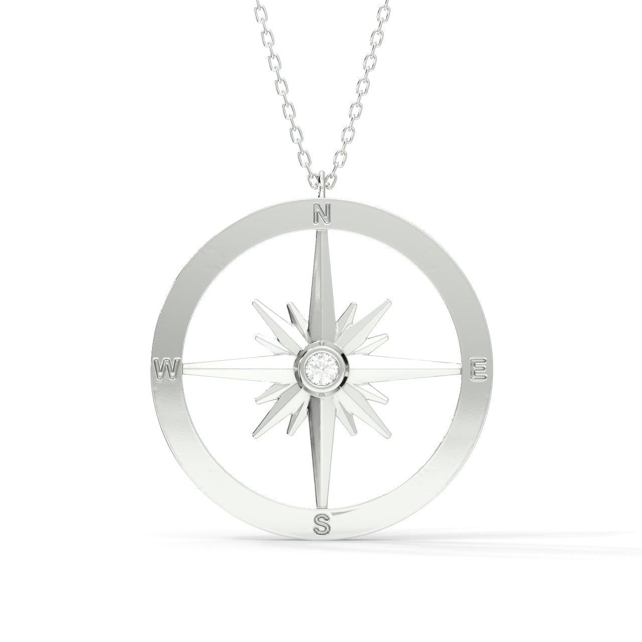 Men's Silver Compass Pendant Necklace - Men's Silver Necklace |  Twistedpendant