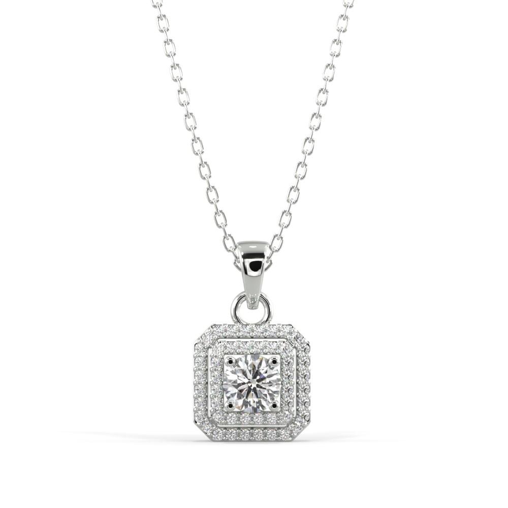 Octagon Diamond Pendant Pendant Silvermist Jewelry WHITE GOLD 