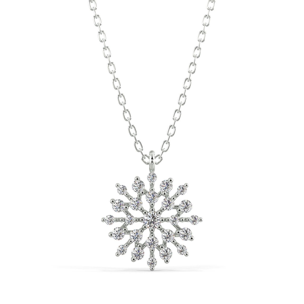 Shining Snowflake Pendant Necklace Pendant Silvermist Jewelry WHITE GOLD 