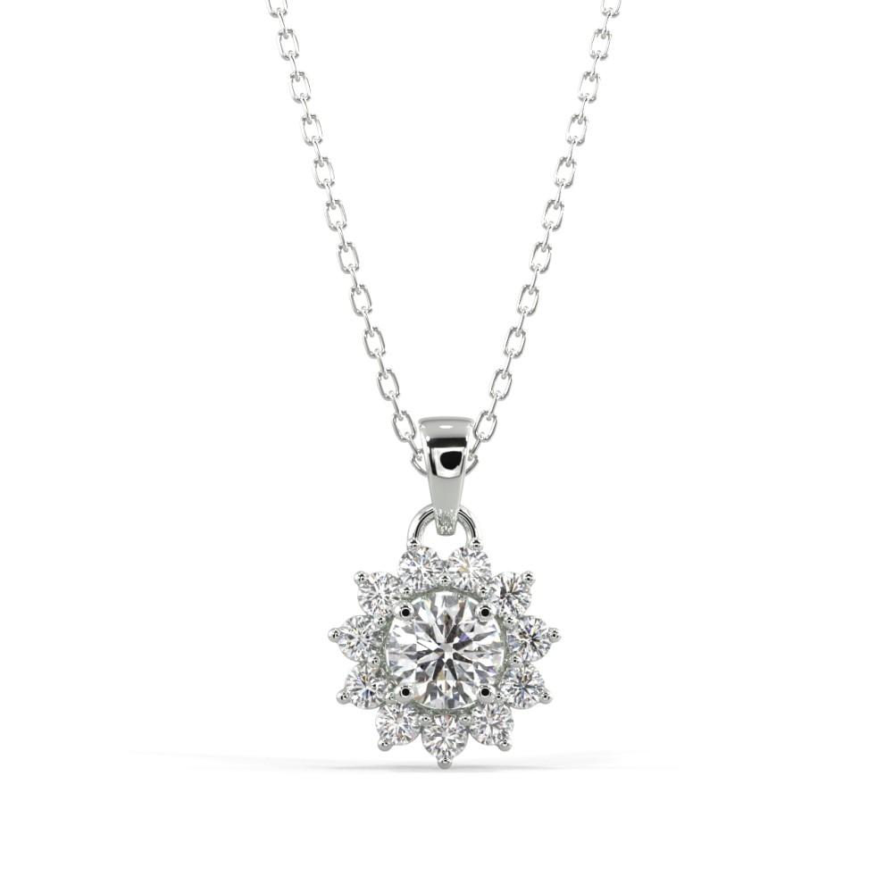 Starburst Diamond Pendant Necklace Pendant Silvermist Jewelry WHITE GOLD 